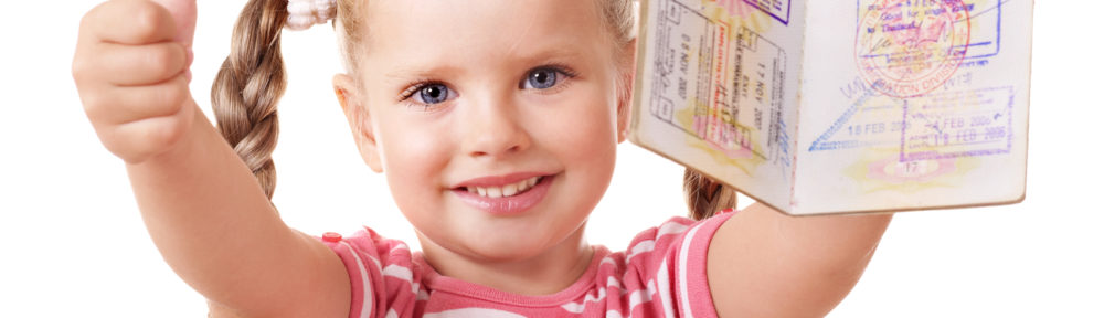 Young girl with passport