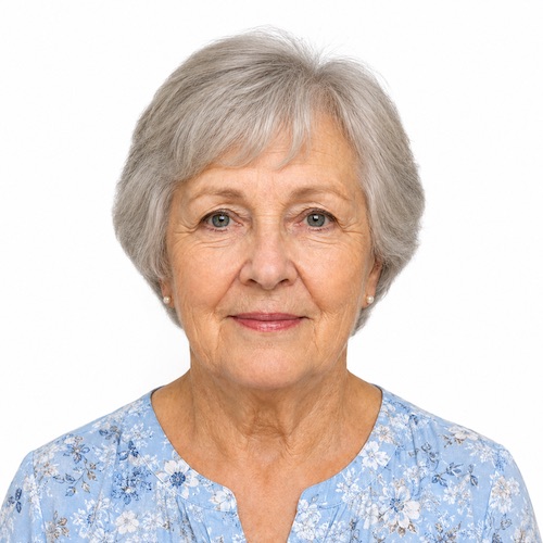 Compliant passport photo example of an older adult