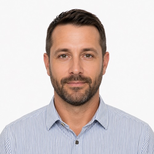 Passport photo example centered against a plain background