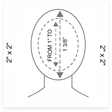 Passport photo head-position and crop guide