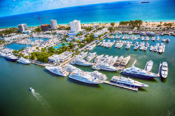 A large public marina in Fort Lauderdale, Florida shot from a helicopter at an altitude of 500 feet during a photo flight. expedited passport in fort lauderdale