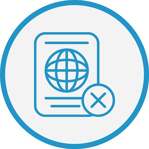 Passport Line Blue Circle. invalid passport